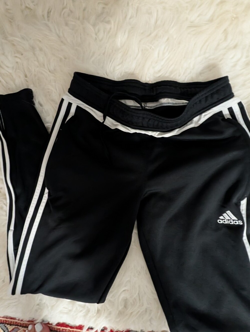 adidas Black Joggers with White Side Stripes - Kids